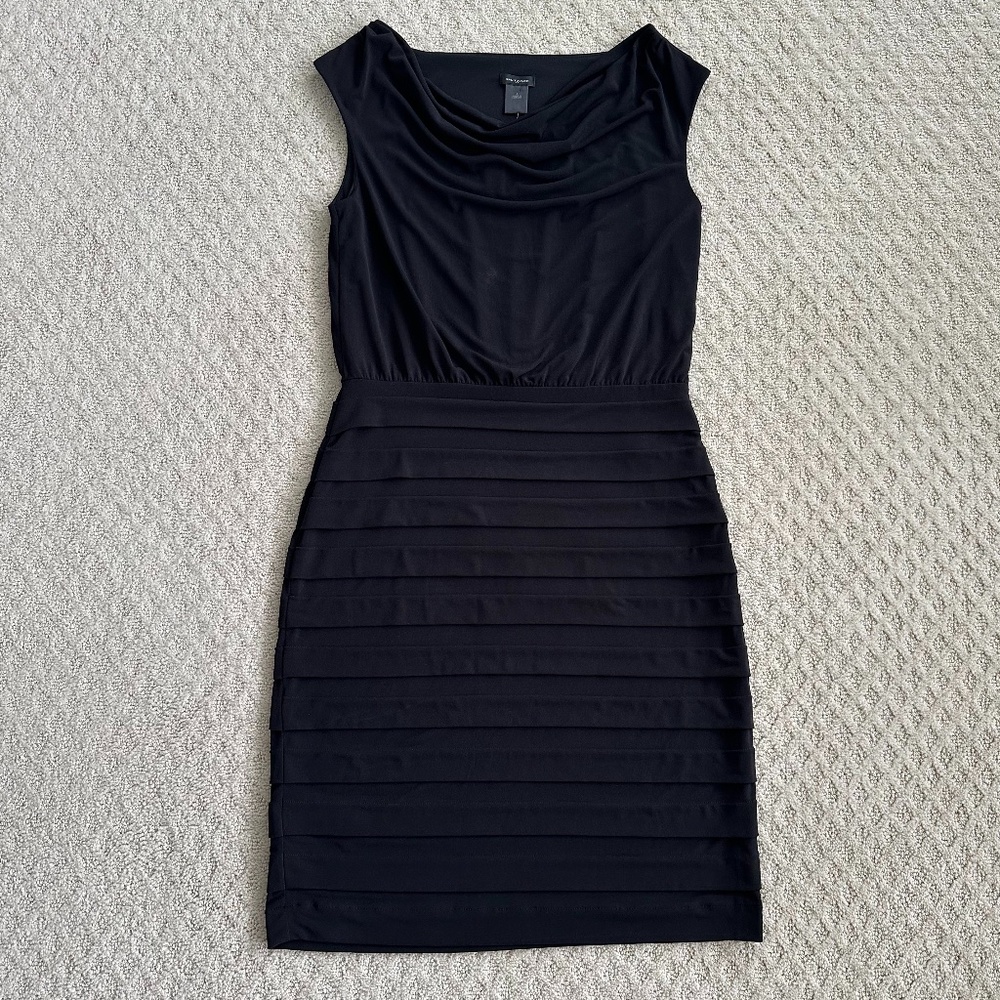 Ann Taylor Factory Black Pleated Sheath Cocktail Dress 4 Party LBD Holidays NWT